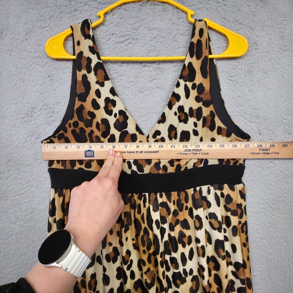Zealous Dress Womens L Maxi Babydoll Animal Print Mob‎ Wife Leopard Baddie Y2K - Picture 12 of 16